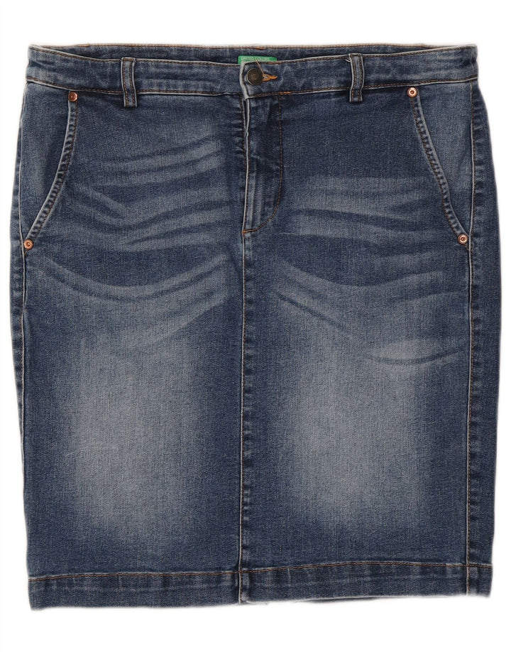Benetton Dame lavtaljet denimnederdel W34 Large Blue