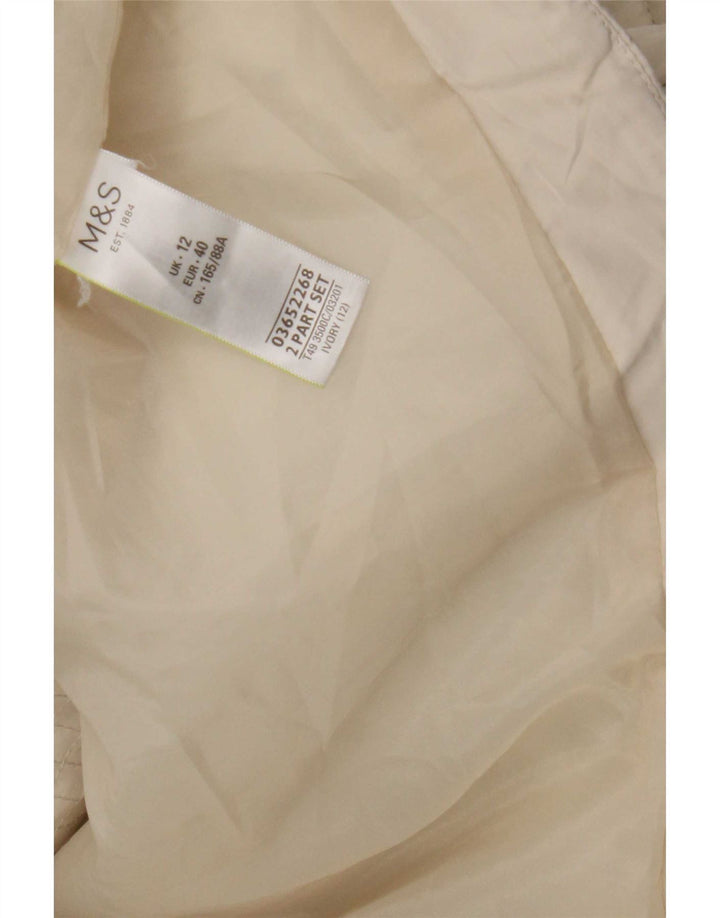 Marks & Spencer quiltet jakke med hætte til kvinder UK 12 Medium White Polyester