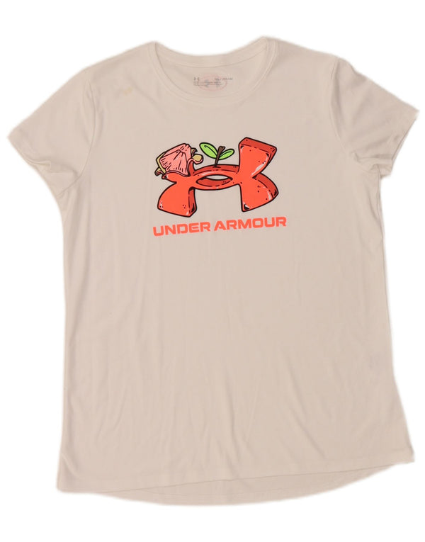 Under Armour Girls Grafisk T-Shirt Top 13-14 År XL Hvid Polyester
