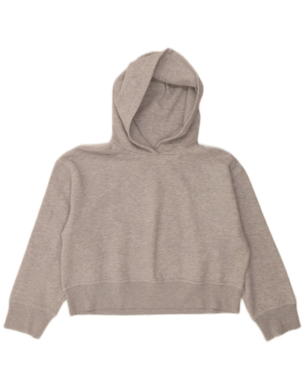 Zara Womens Crop Oversized Hoodie Jumper UK 14 Medium Grey