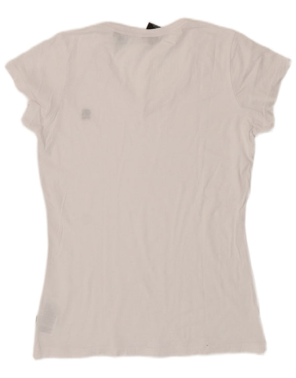 G-Star Dame T-Shirt Top UK 12 Medium Hvid Bomuld