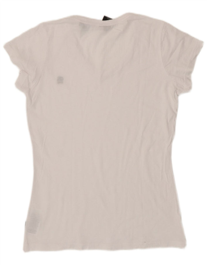 G-Star Dame T-Shirt Top UK 12 Medium Hvid Bomuld
