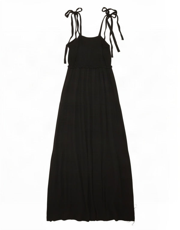 Zara Dame ærmeløs Maxikjole UK 18 XL Sort Viscose