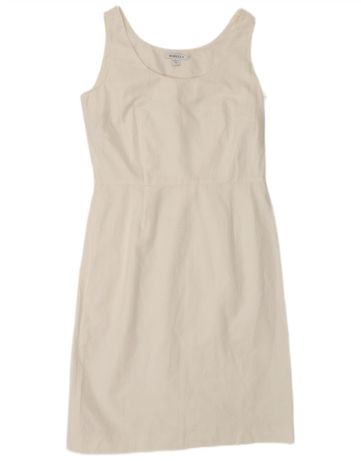 MARELLA Womens Sleeveless Sheath Dress UK 12 Medium White Cotton