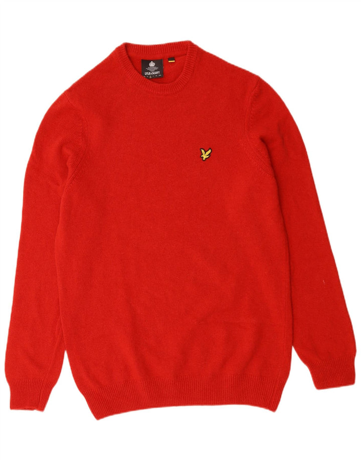 LYLE & SCOTT Herre sweater med rund hals, medium rød uld