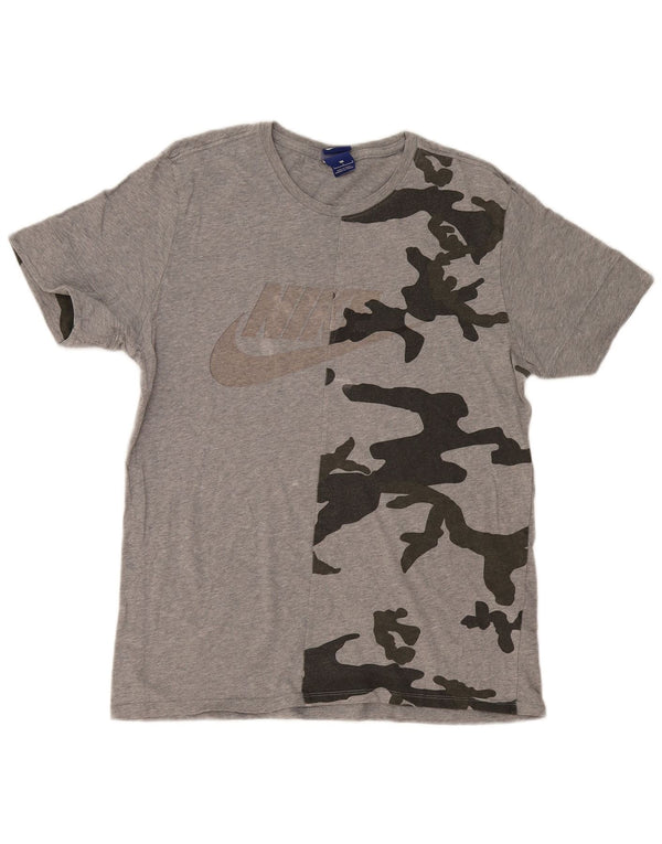 Nike grafisk T-shirt top til mænd, stor grå camouflage bomuld