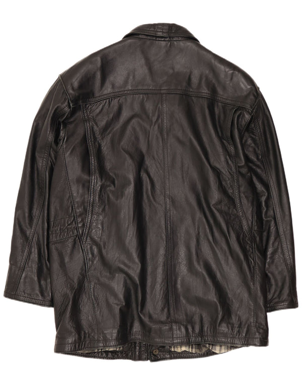 FLORENCE Herre Læderjakke UK 40 Stor Sort Læder