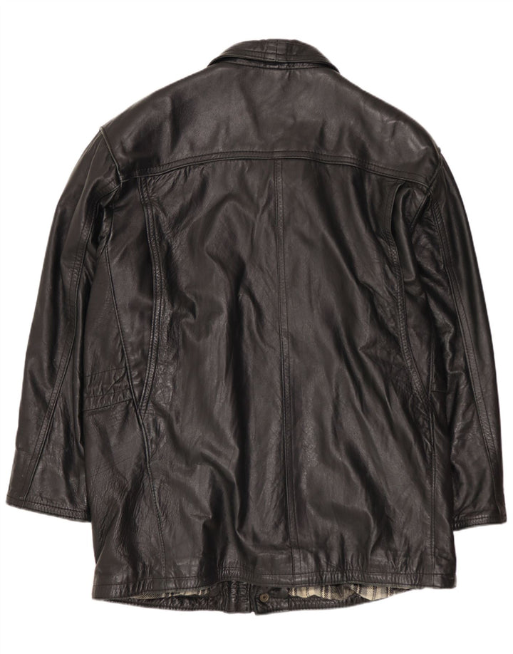 FLORENCE Herre Læderjakke UK 40 Stor Sort Læder