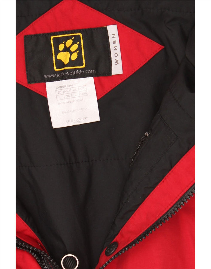 Jack Wolfskin Dame Windbreaker Jacket UK 14/16 Large Red Colourblock