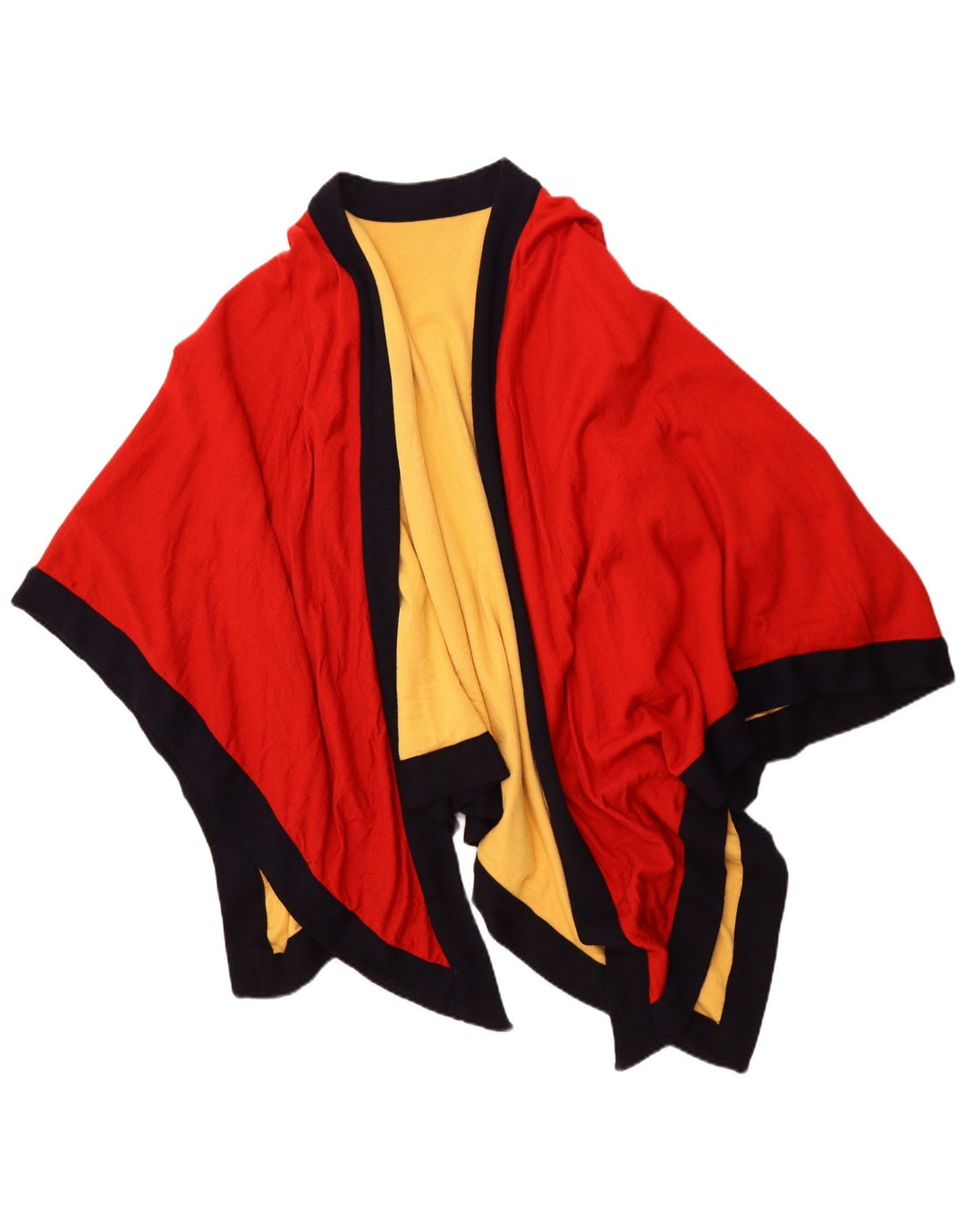 VINTAGE Dame Asymetric Open Poncho Coat One Size Red Colourblock