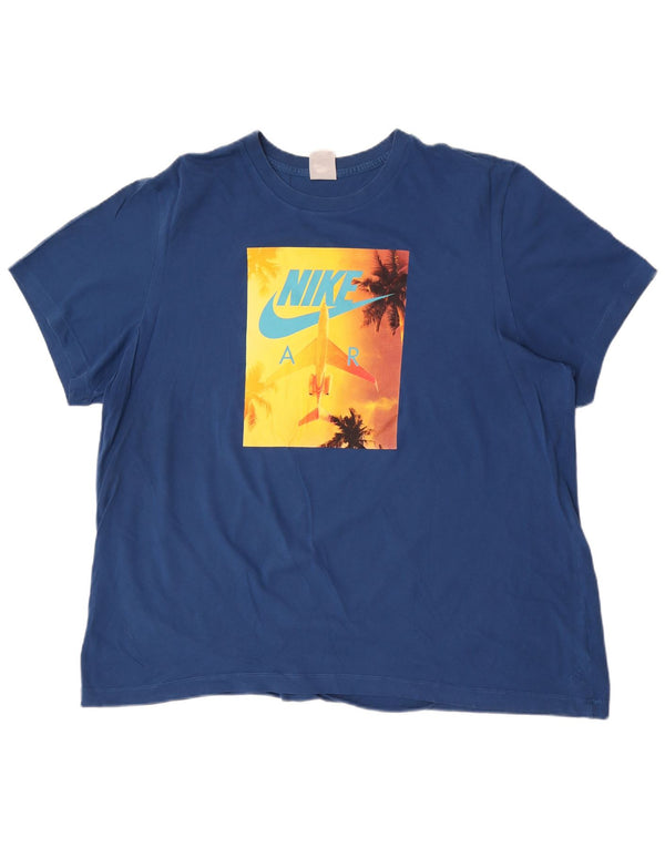 Nike grafisk T-shirt top til mænd 2XL blå bomuld
