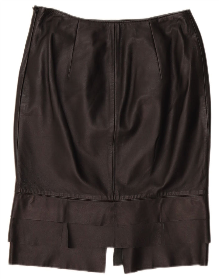 ROBERTA SCARPA Højtaljet nederdel til kvinder US 6 Medium W26 sort læder