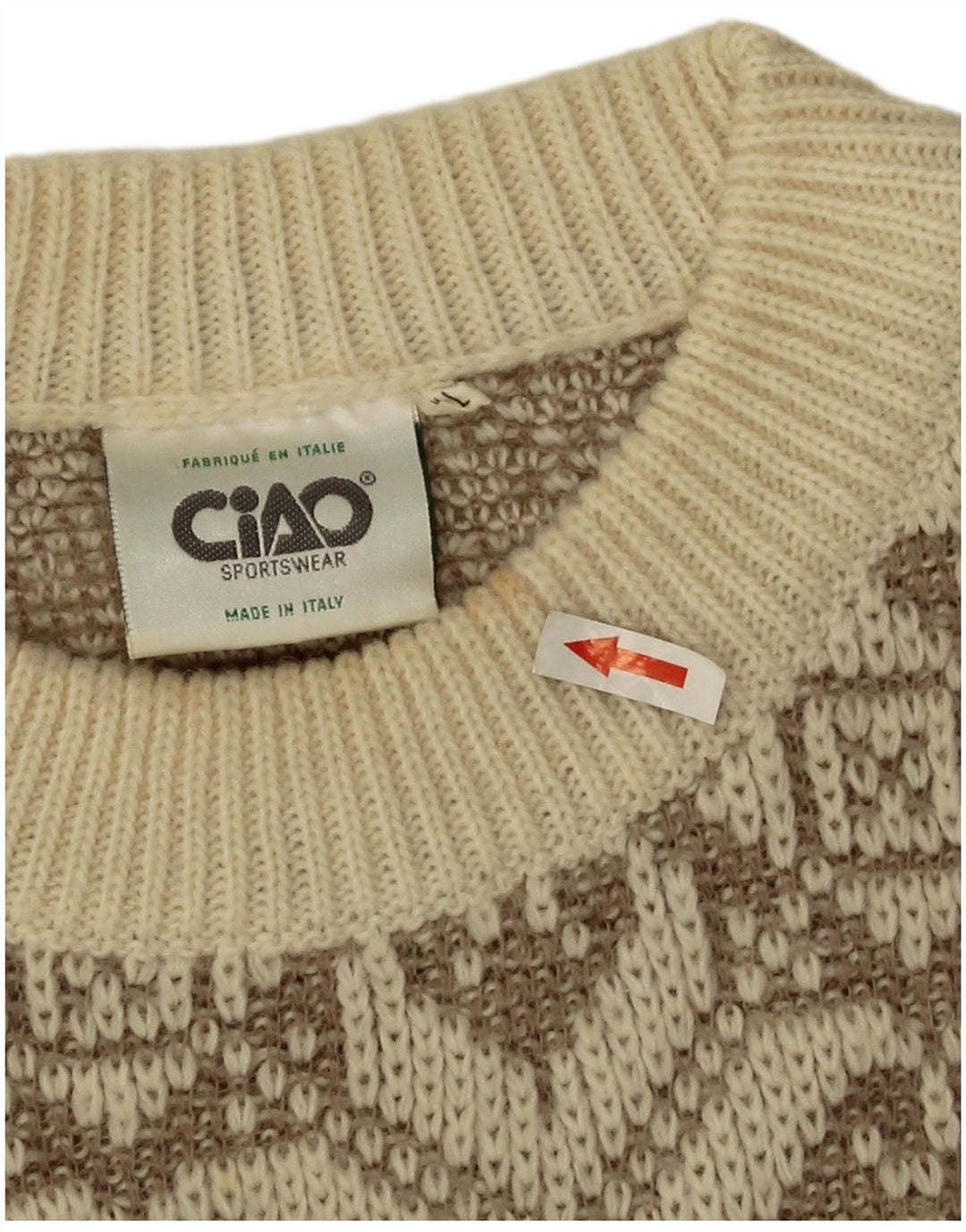 Ciao Herre sweater med rund hals XL Beige geometrisk uld