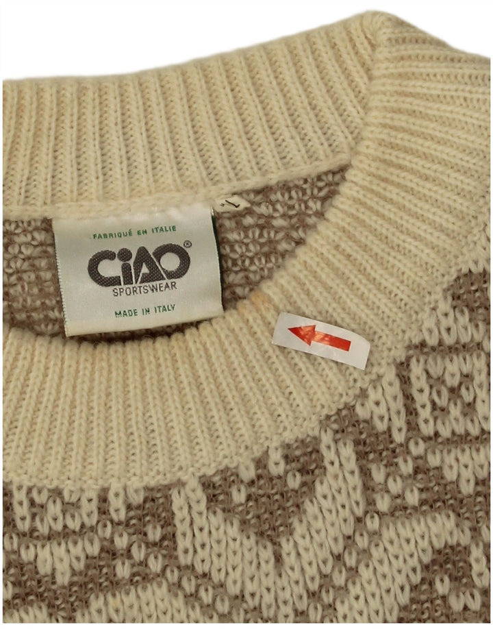 Ciao Herre sweater med rund hals XL Beige geometrisk uld