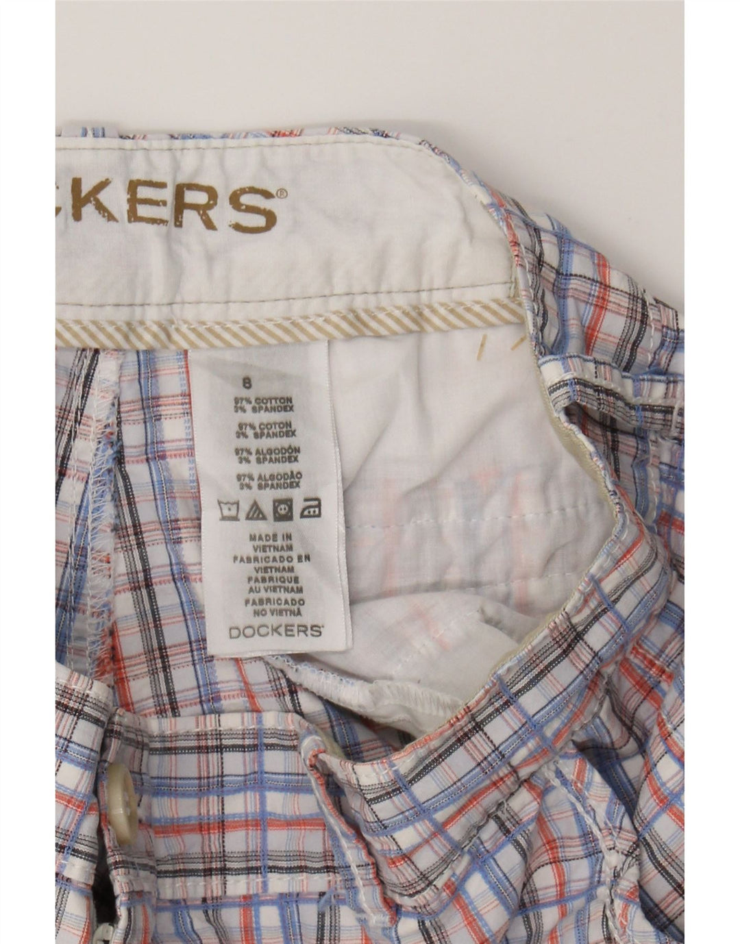 DOCKERS Womens Chino Shorts US 8 Medium W30  Multicoloured Check Classic Vintage Dockers and Second-Hand Dockers from Messina Hembry 