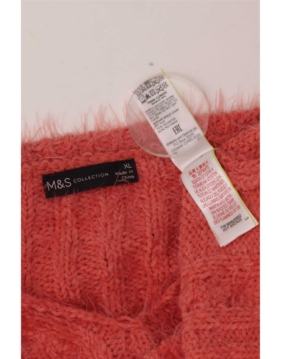 Marks & Spencer Dame V-hals sweater UK 18 XL Orange Polyester
