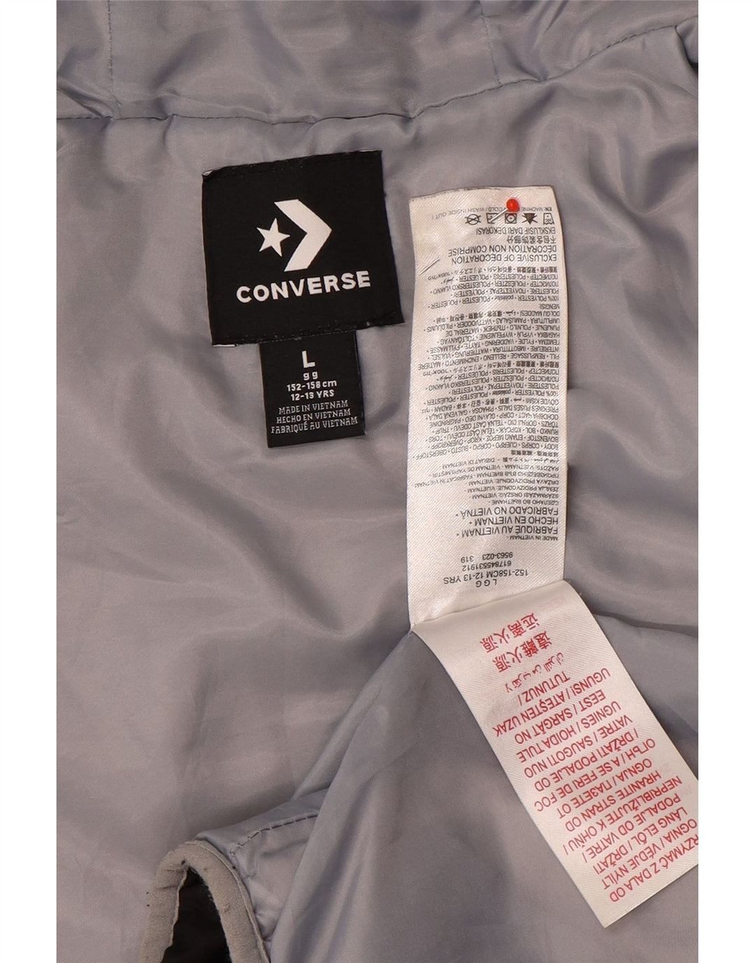Converse drenge hættepolstret jakke 12-13 år Stor sort polyester