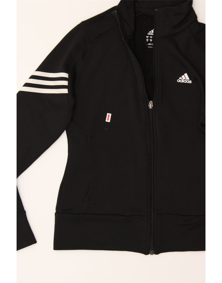 ADIDAS Womens Graphic Tracksuit Top Jacket UK 10 Small Black Polyester Vintage Adidas and Second-Hand Adidas from Messina Hembry 