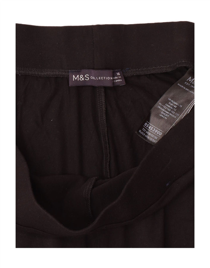MARKS & SPENCER Womens Crop Tracksuit Trousers UK 16 Large Black Viscose Vintage Marks & Spencer and Second-Hand Marks & Spencer from Messina Hembry 