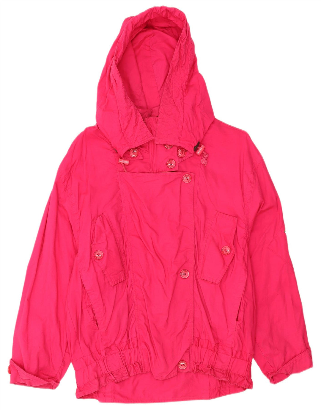 Vintage damejakke med hætte i overstørrelse UK 12 Medium Pink Bomuld