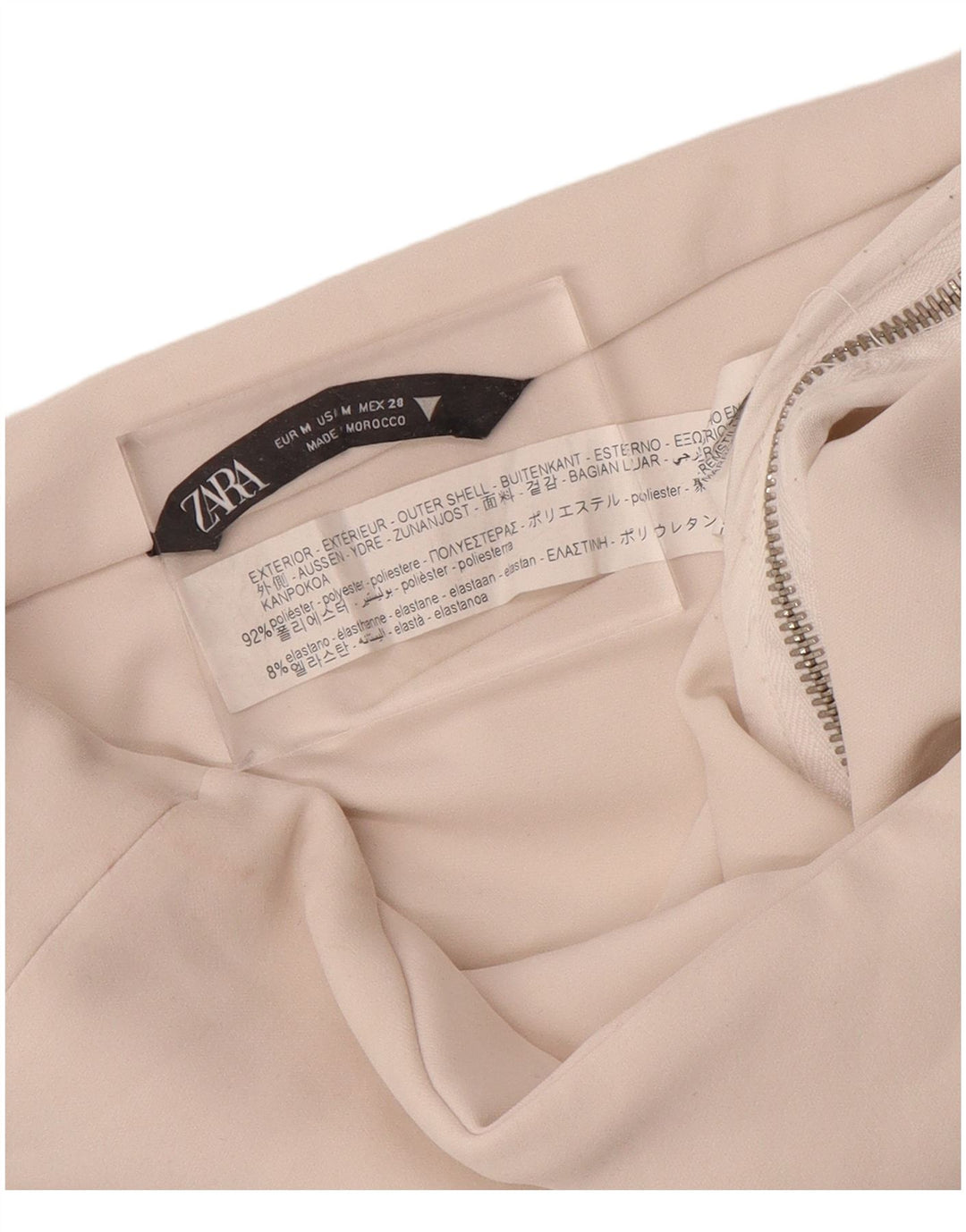Zara Womens Crop Stropløs Top UK 12 Medium Beige Polyester
