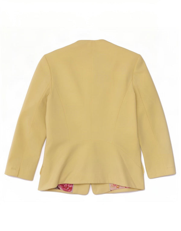 Ted Baker dame 3/4 ærme 1 knap blazerjakke størrelse 3 Medium gul