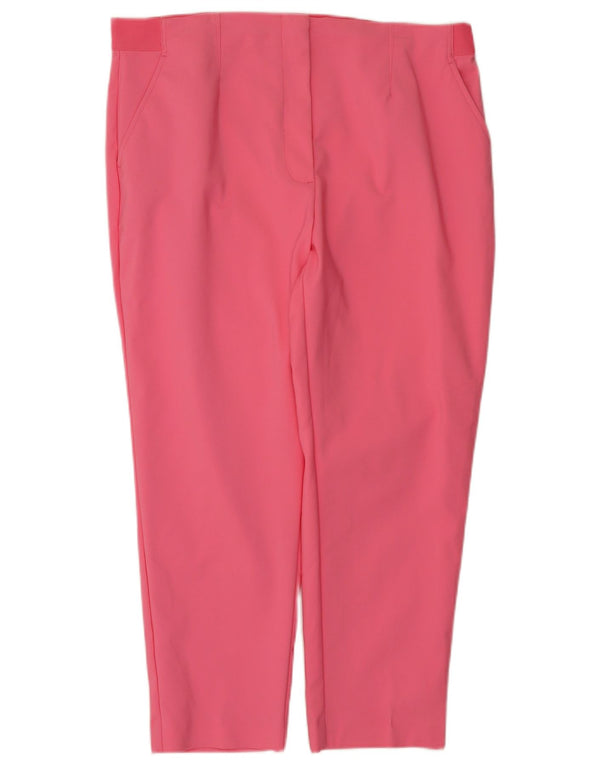 Marks & Spencer Dame Slim Cropped Trousers UK 18 XL W38 L25 Pink Bomuld