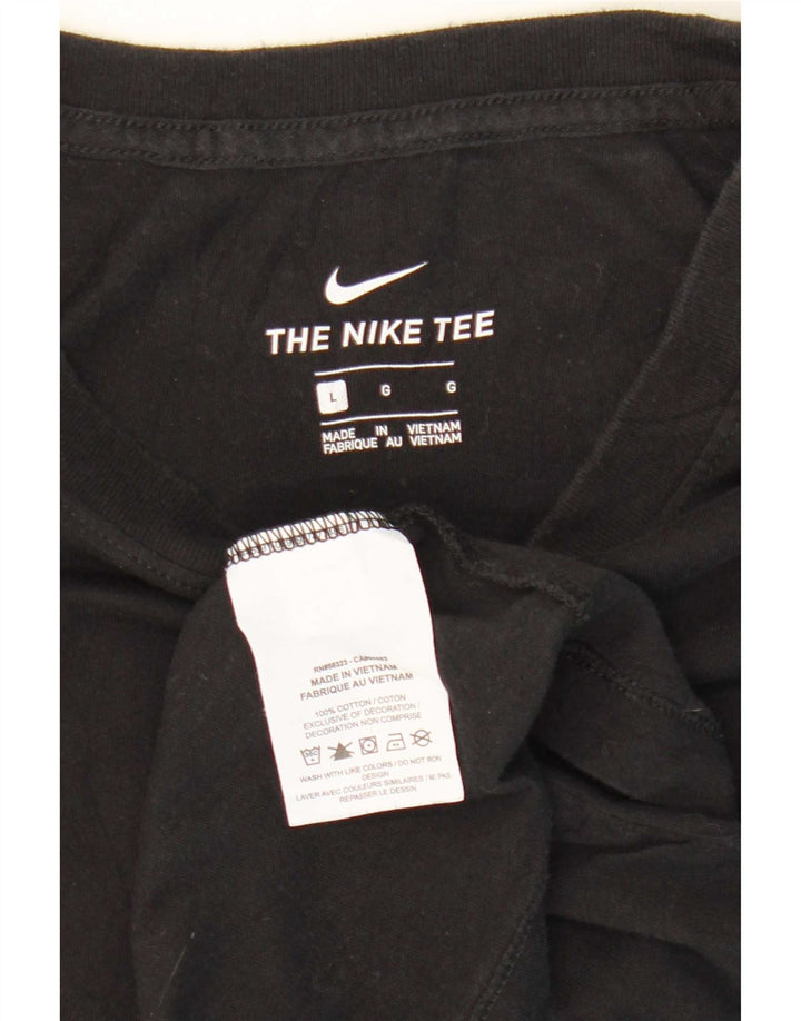 Nike Dame T-Shirt Top UK 16 Stor Sort Bomuld