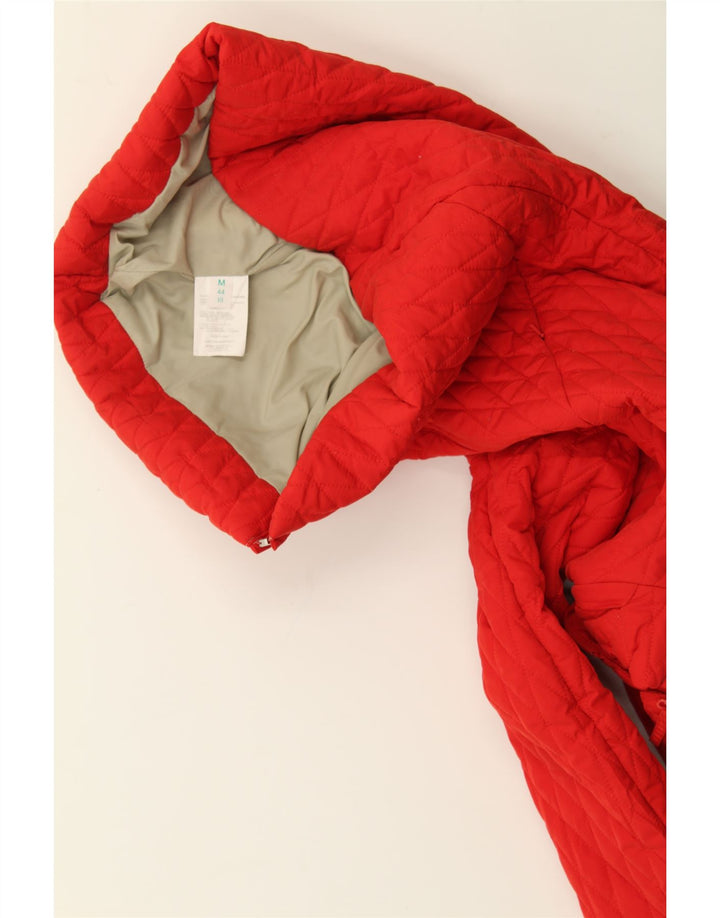SERGIO TACCHINI Womens Hooded Quilted Jacket UK 14 Medium Red Polyester Vintage Sergio Tacchini and Second-Hand Sergio Tacchini from Messina Hembry 
