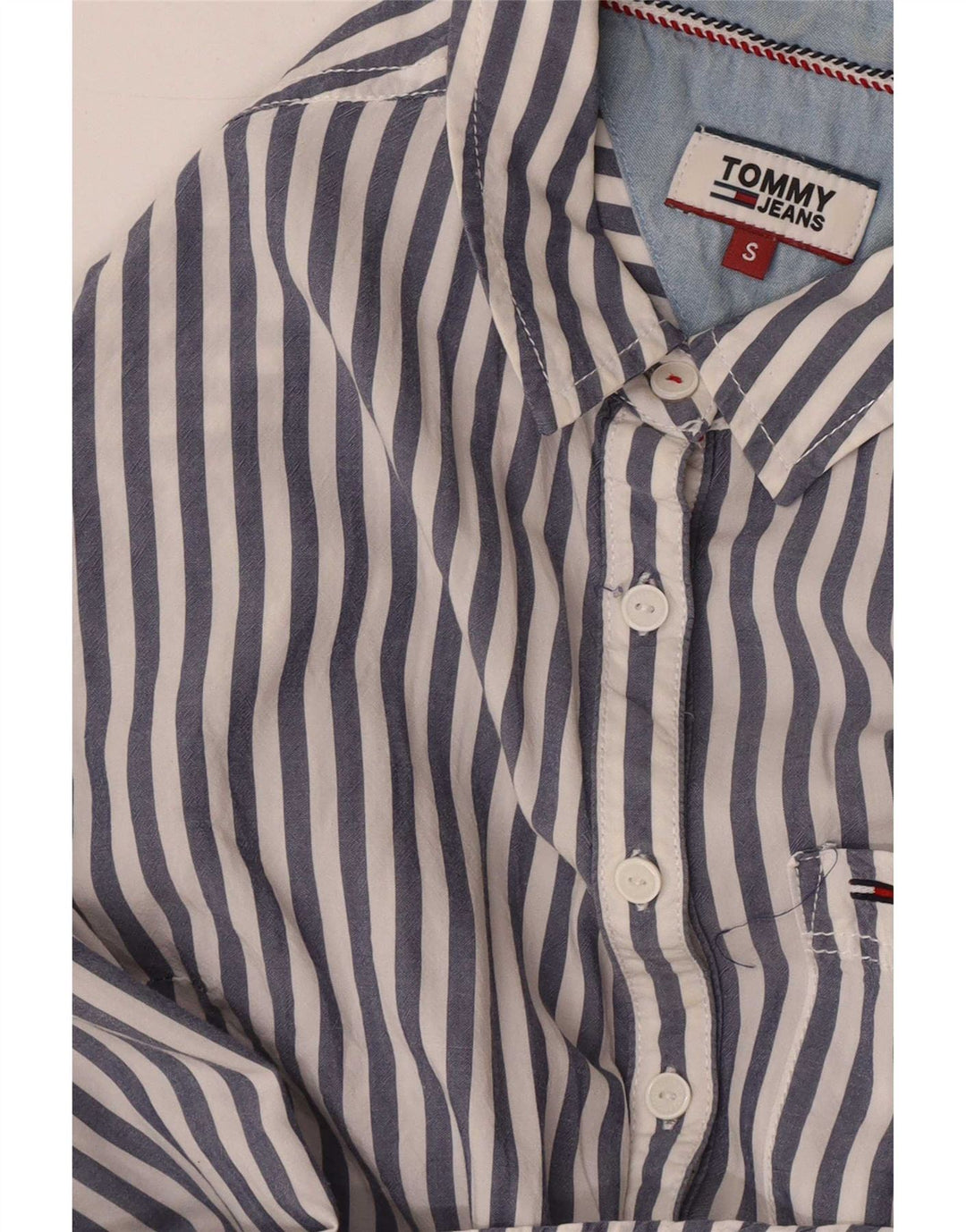 Tommy Hilfiger Dameskjorte UK 10 Small Blue Pinstripe
