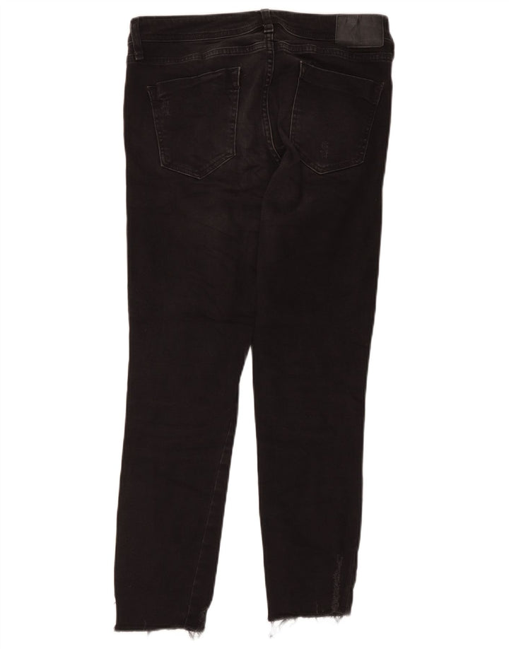 Zara Dame Distressed Slim Jeans EU 38 Small W28 L26 Black Bomuld