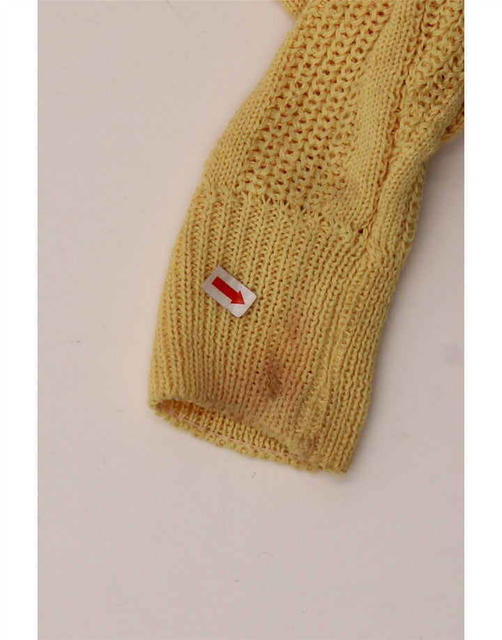 VINTAGE Dame Boat Neck Jumper Sweater UK 12 Medium Gul Akryl