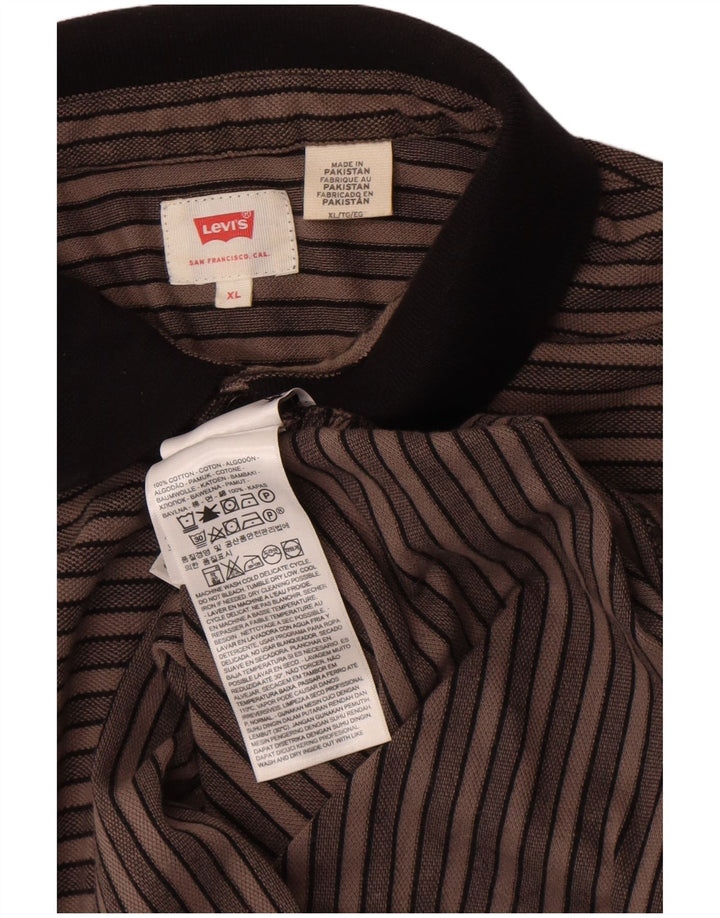 Levi's herre poloshirt XL brun stribet bomuld
