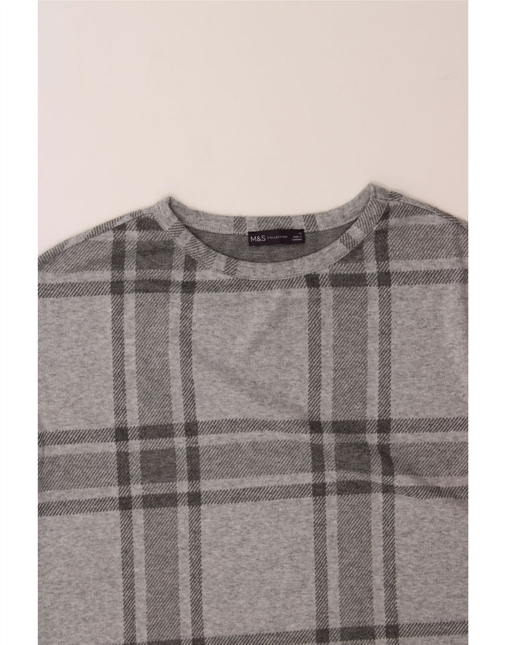 MARKS & SPENCER Womens Sweatshirt Jumper UK 12 Medium Grey Check Polyester Vintage Marks & Spencer and Second-Hand Marks & Spencer from Messina Hembry 