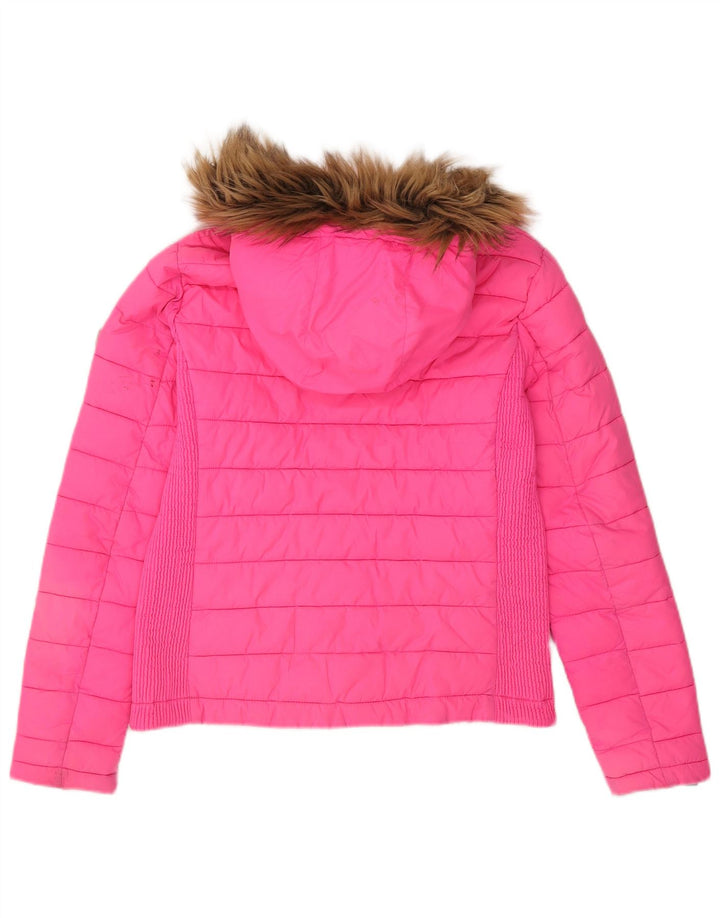 Superdry Polstret hættejakke til kvinder UK 14 Large Pink Polyester
