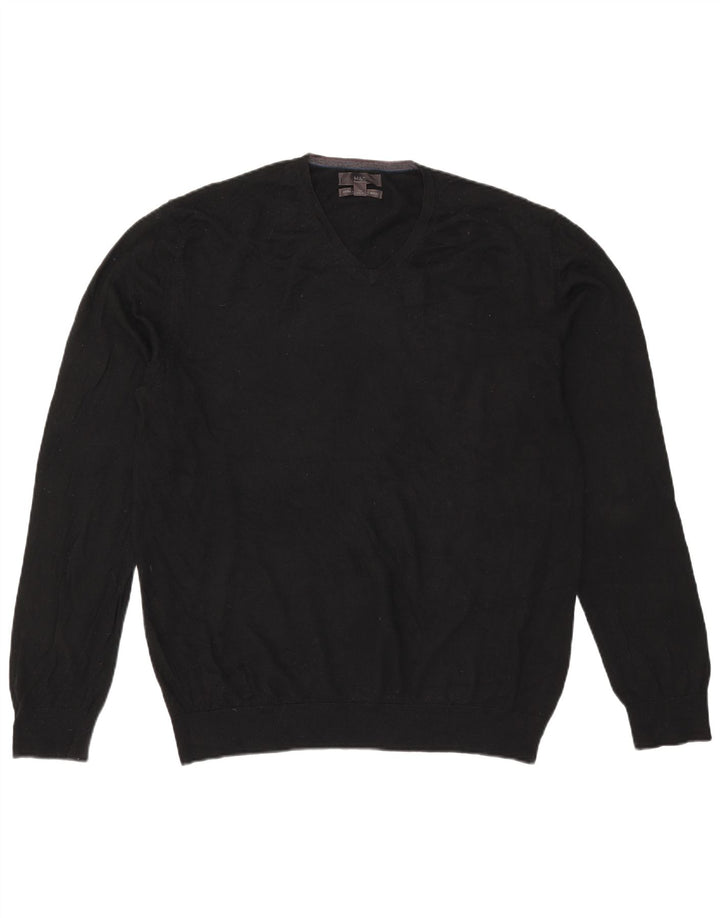 Marks & Spencer Herre V-hals sweater XL Sort Merinould