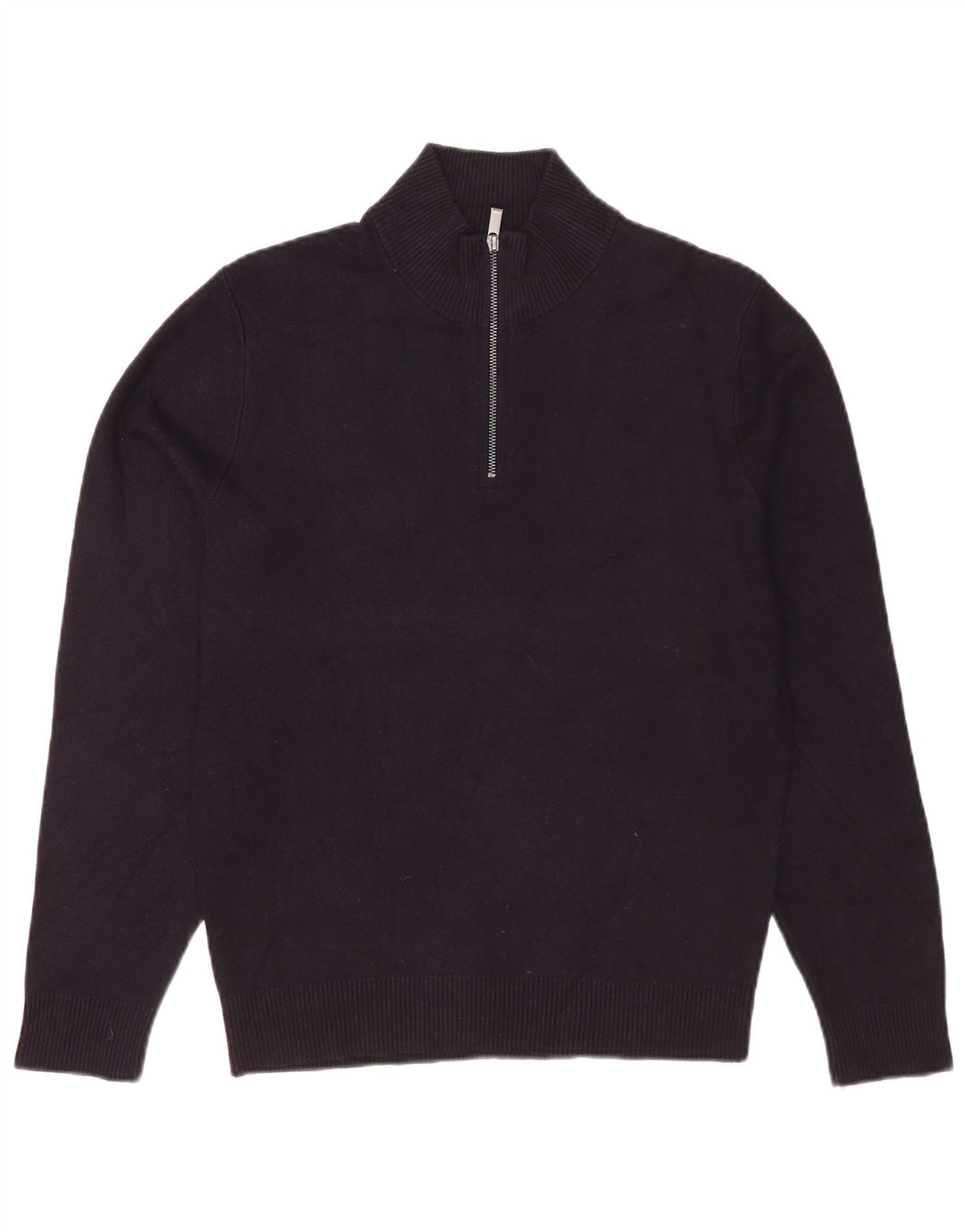 Massimo Dutti Herre Zip Neck Jumper Sweater Medium Navy Blue