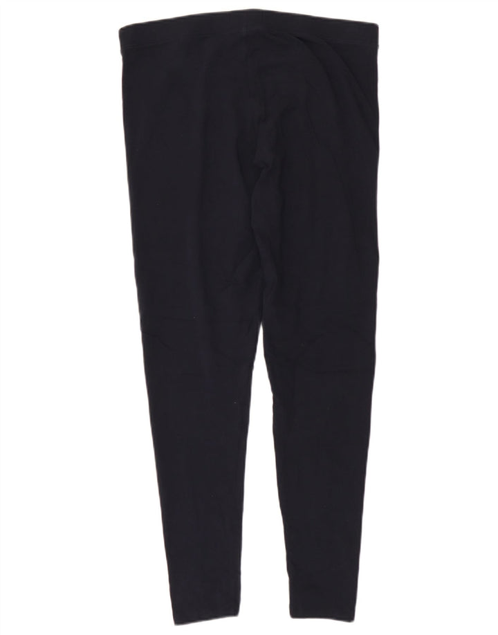 Marks & Spencer Womens Leggings UK 14 Large Navy Blue Cotton