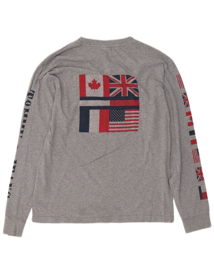 TOMMY HILFIGER Herre grafisk top Langærmet lille grå bomuld