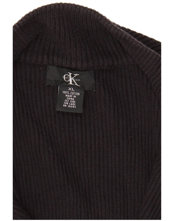 CALVIN KLEIN Herre sweater med lynlåshals XL sort bomuld