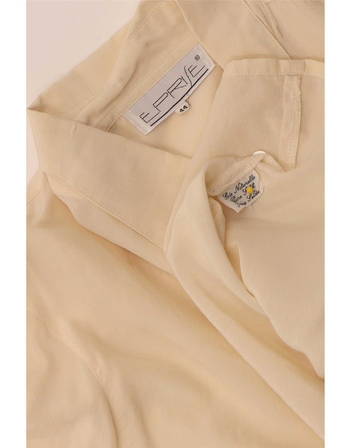 Vintage Dame Longline Oversized skjortebluse EU 44 XL Beige Silke