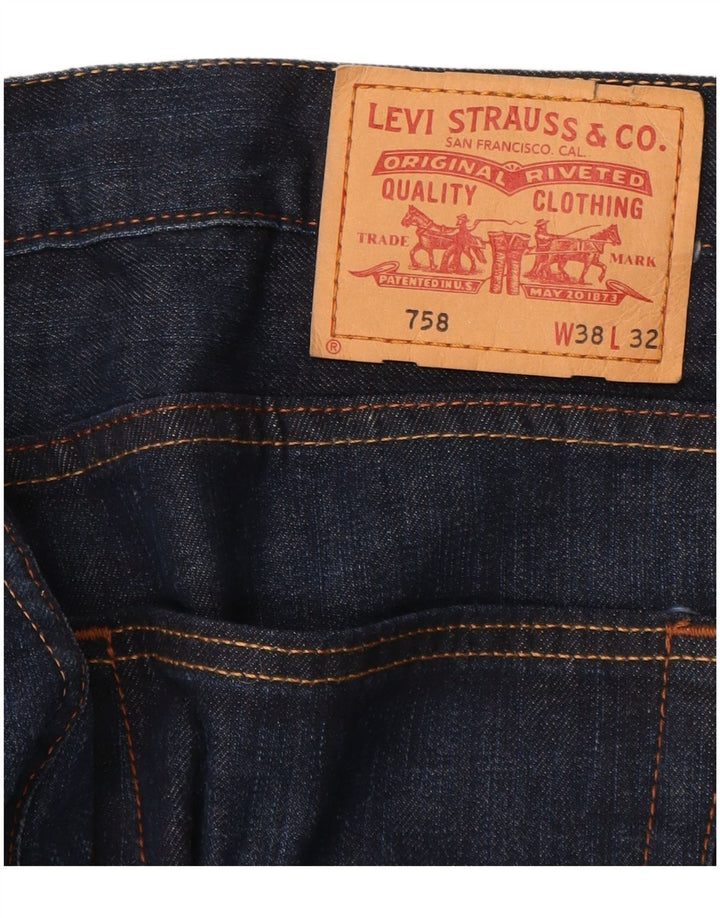 LEVI'S Herre 758 Straight Jeans W38 L32 Marineblå Bomuld