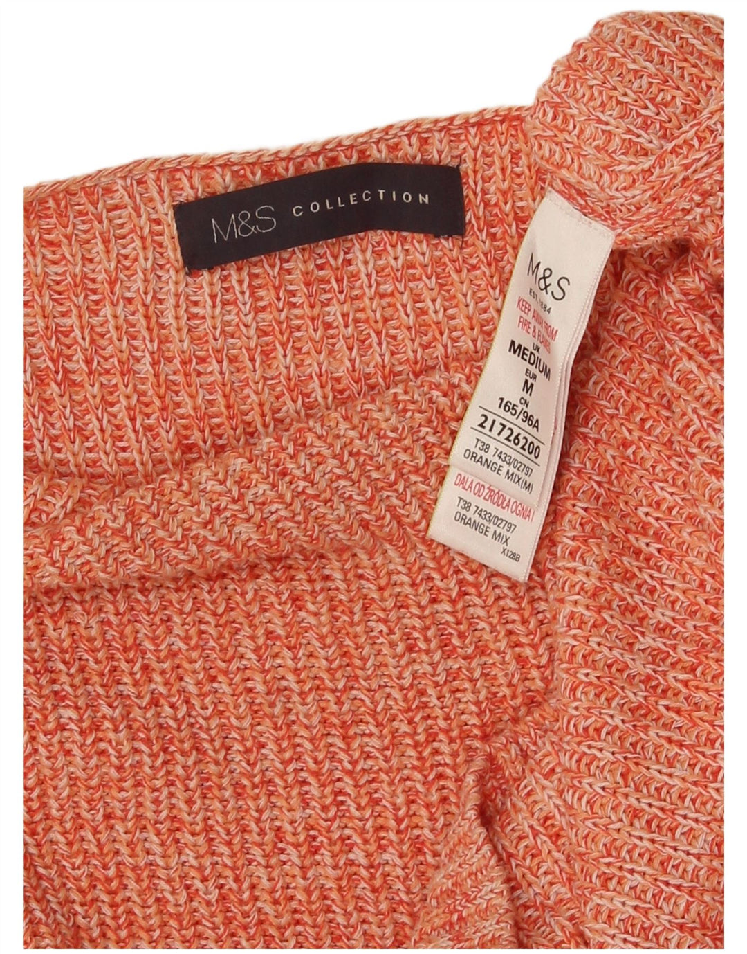 Marks & Spencer Dame Boat Neck Jumper Sweater UK 14 Medium Orange Flecked