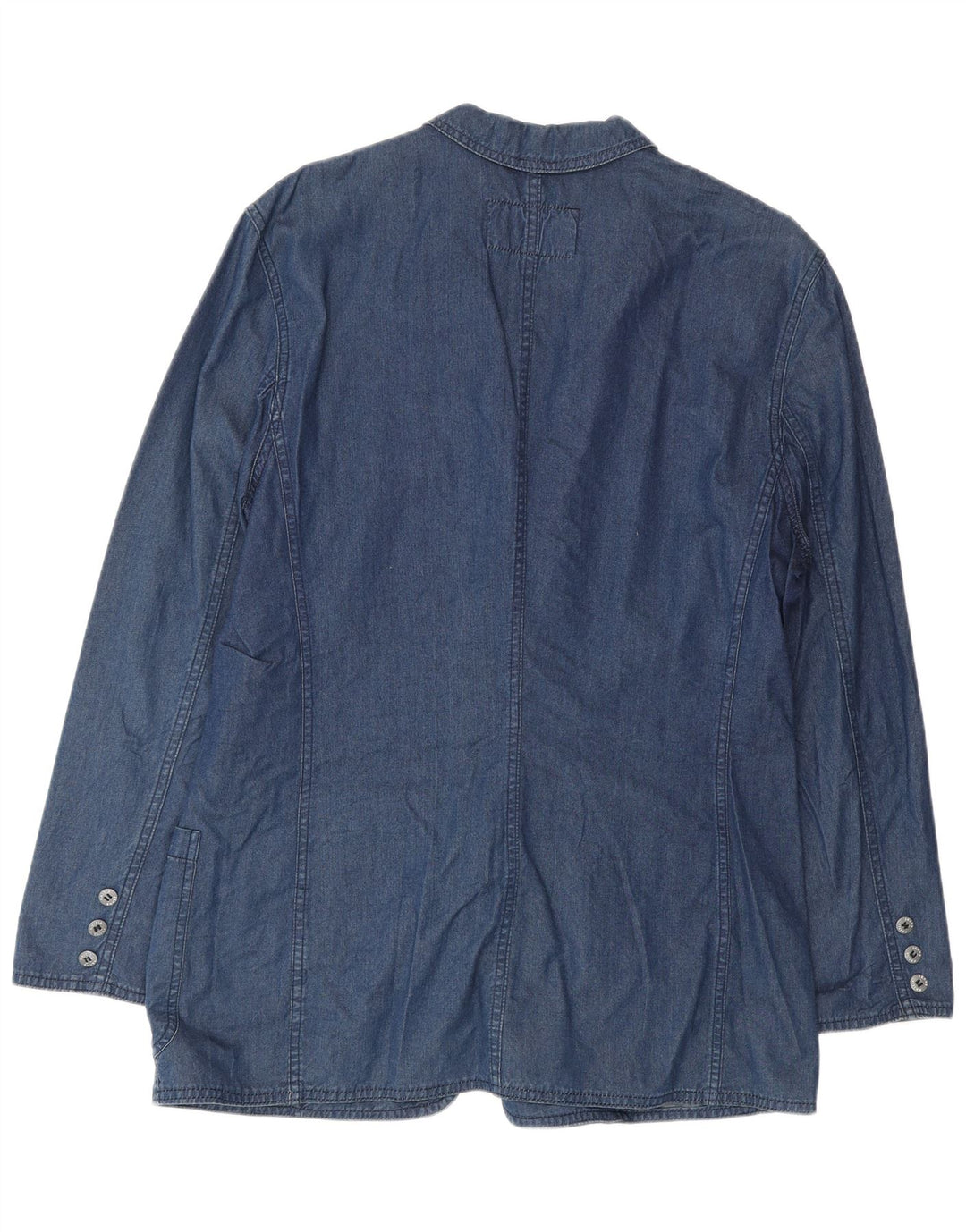 Krizia Jeans Dame 1 Knap Denim Blazer Jakke IT 46 Stor Blå Bomuld