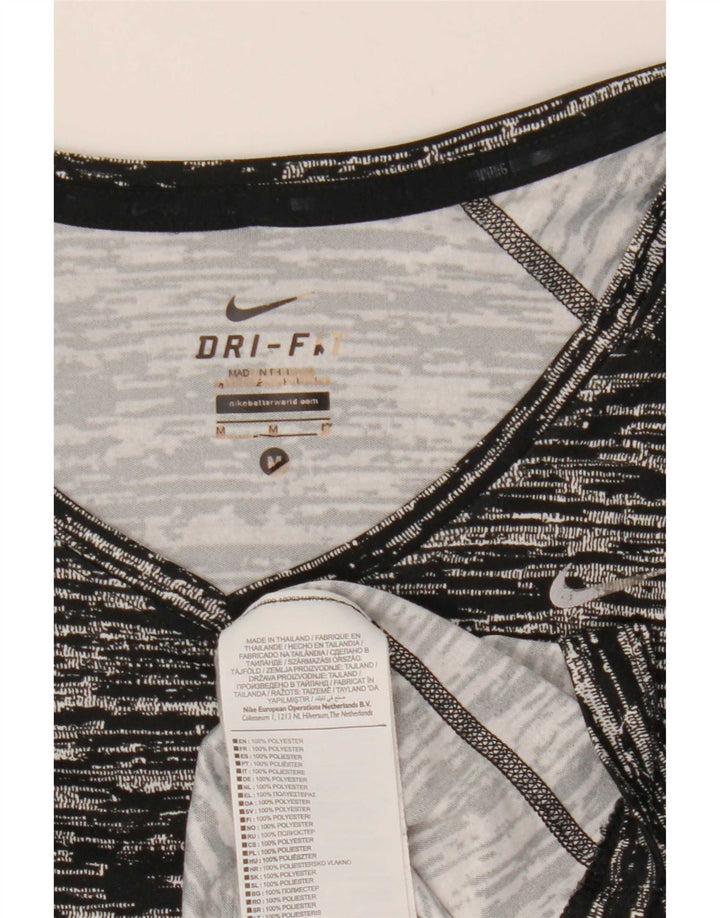 Nike Dame Dri Fit T-Shirt Top UK 12 Medium Sort Flecked Polyester