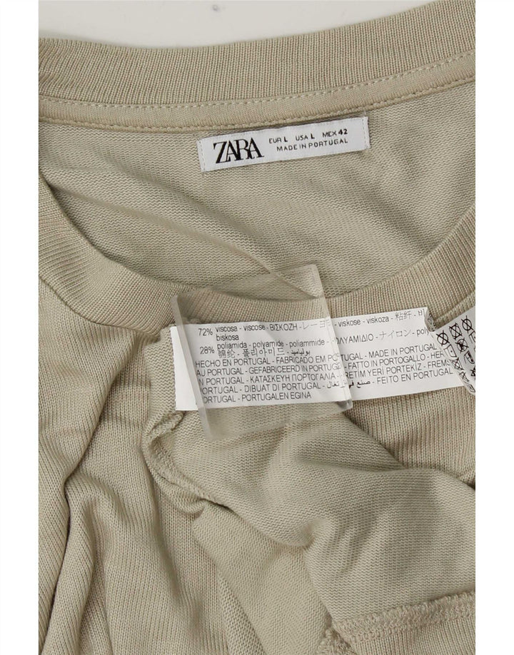 Zara Herre T-Shirt Top Stor Grå Viscose
