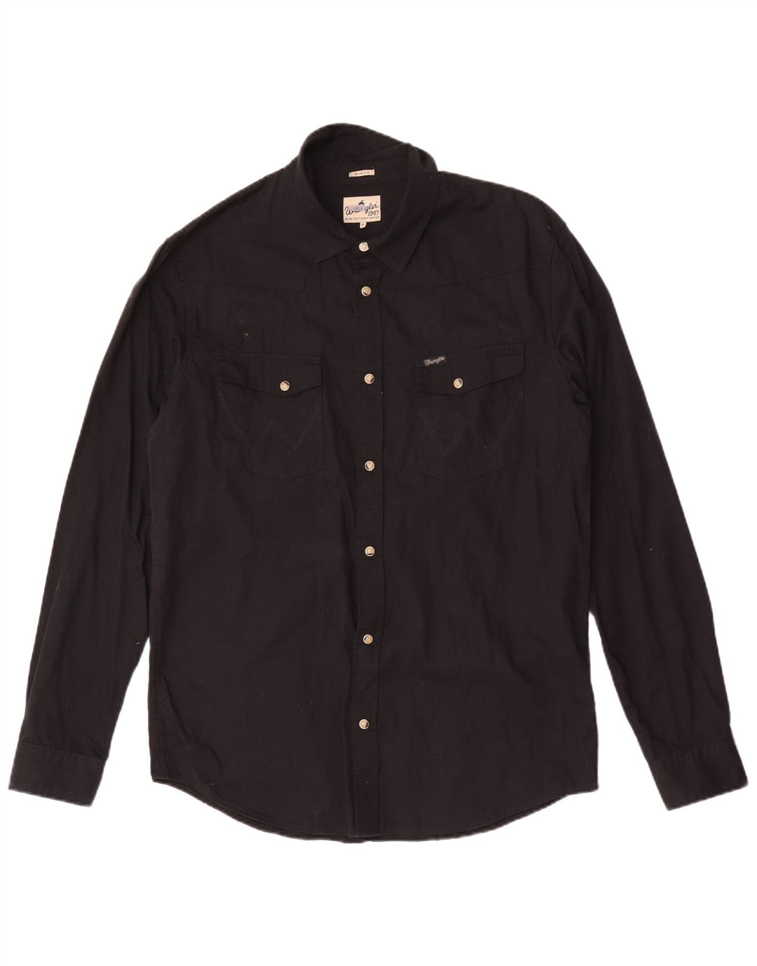 Wrangler herre Slim Fit skjorte XL sort bomuld