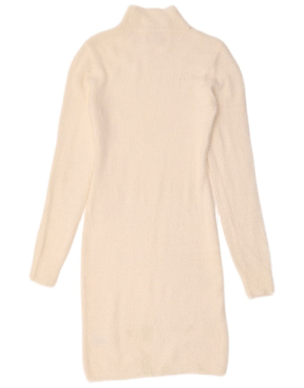 Jessica Simpson Dame Langærmet Jumper Kjole UK 10 Small White Nylon