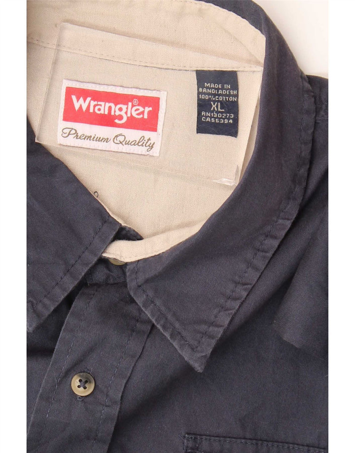 Wrangler kortærmet herreskjorte XL marineblå bomuld