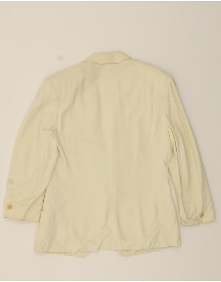 UMBERTO GINOCCHIETTI Womens 1 Button Blazer Jacket IT 42 Medium Off White Vintage Umberto Ginocchietti and Second-Hand Umberto Ginocchietti from Messina Hembry 